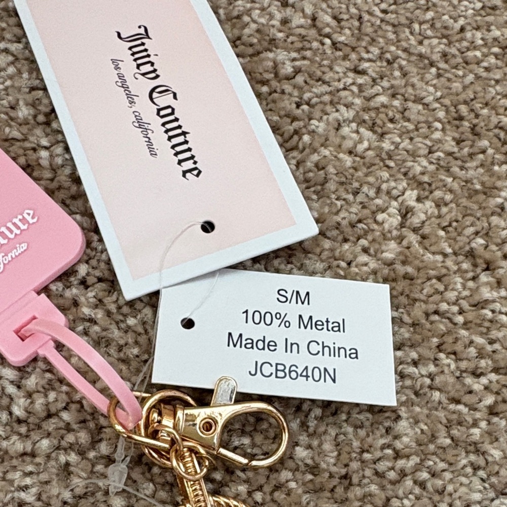NWT Juicy Couture Gold Metal Chain Belt With Jewel Design and Heart SZ: S/M - Picture 3 of 8